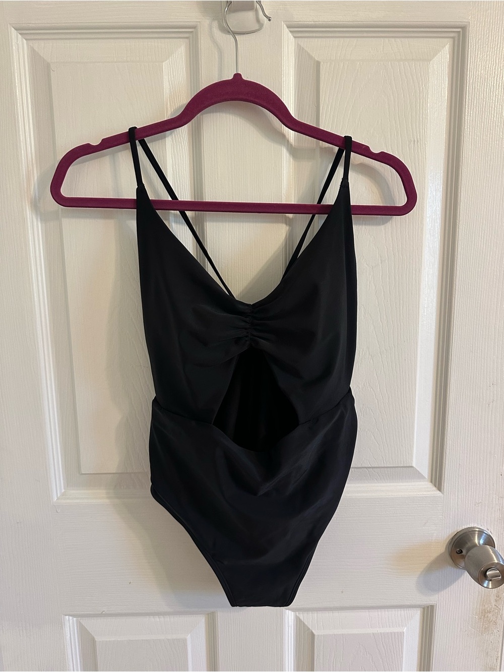 aerie Black Strappy One-Piece Swimsuit with Front Twist